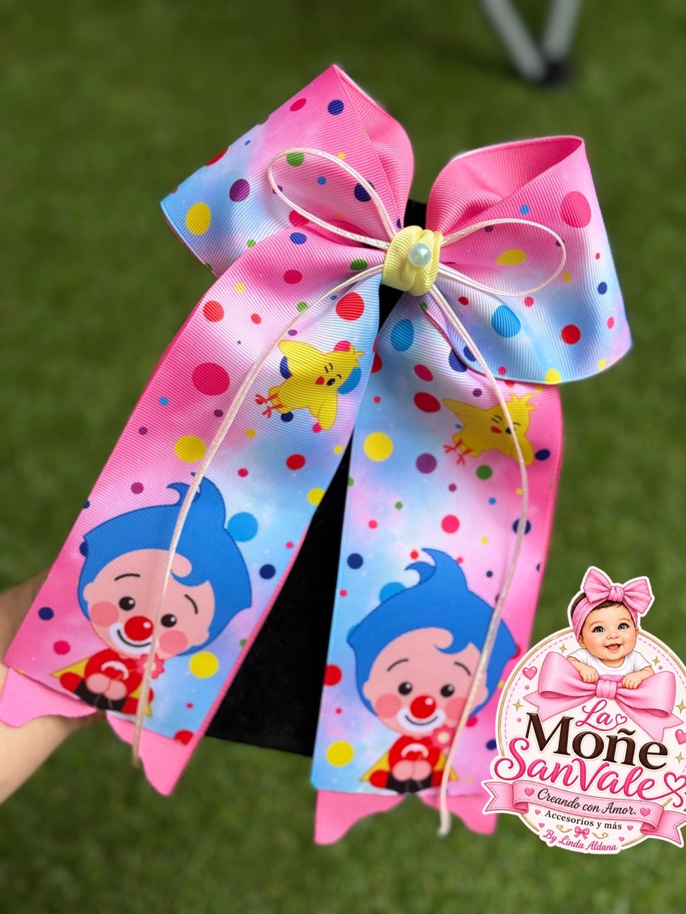 Pink Cartoon Kids Hair Bow